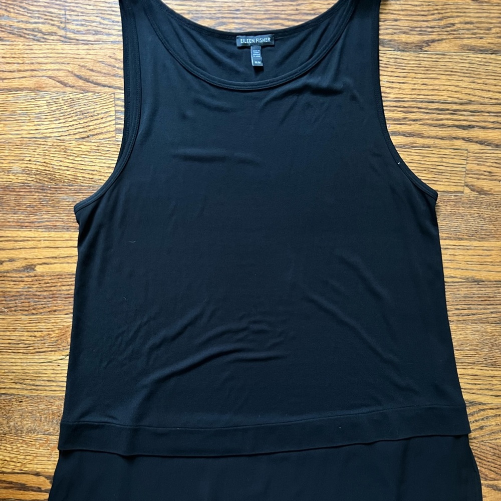 Eileen Fisher Black Sleeveless Top 100% Silk - Medium